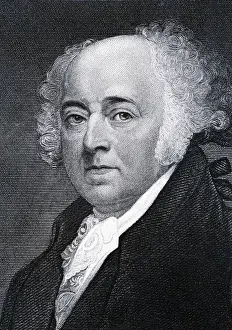 19th-Century Engraving of a Portrait of President John Adams