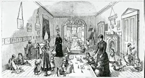 Jumper Prints: 19th-Century Illustration Depicting a Kindergarten Class
