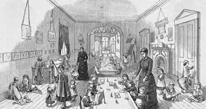 19th-Century Illustration Depicting a Kindergarten Class