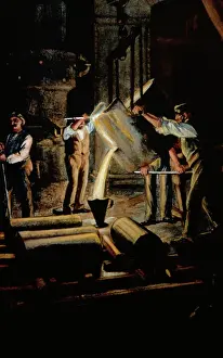 Pouring Prints: 19th-Century Print of Men Casting Iron