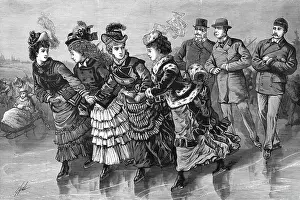 Muff Prints: 19th-Century Print of Skaters in Central Park
