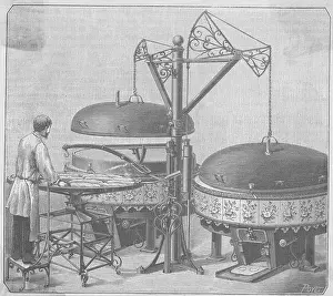 19th-Century Woodcut of a Baker Using Baking Mechanisms