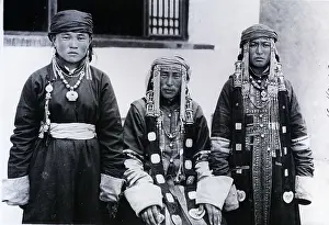 Traditional Style Prints: 3 Mongolian Women In Traditional Clothes