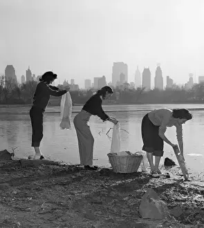 3 Women Washing Clothes In Central Park