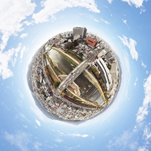Urban Road Gallery: 360 Aerial View above Nijo Bridge in Kyoto, Japan