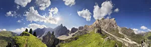 Images Dated 25th August 2011: 360 panoramic view of the Dolomites high route near Wasserscharte gorge, Puez Mountains
