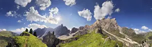 Hiking Trail Prints: 360 panoramic view of the Dolomites high route near Wasserscharte gorge