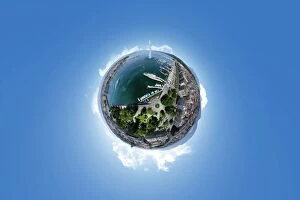 Images Dated 9th June 2014: 360A Aerial Panorama of Jet d Eau Geneva