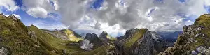 Vistas Prints: 360A view from Seekarlscharte Mountain with Gruba Lake and bizarre clouds in the sky over the Rofan Mountains