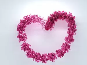 Images Dated 5th April 2011: 3d-visualisation of pink spheres forming a heart shape