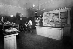 Prints of 521, adults, antique, bakery, black and white, caucasian, counter, eye co, Vintage Black and White, 86539310 Stockbyte Prints: 521, adults, antique, bakery, black & white, caucasian, counter, eye contact, female