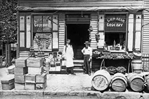 Prints of 521, barrels, black and white, caucasian, crates, exterior, grocery, hist, Vintage Black and White, 86539334 Stockbyte Prints: 521, barrels, black & white, caucasian, crates, exterior, grocery, historical, men