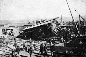 Crash Prints: 521, boston, accident, black & white, crash, destruction, historical, industry, men