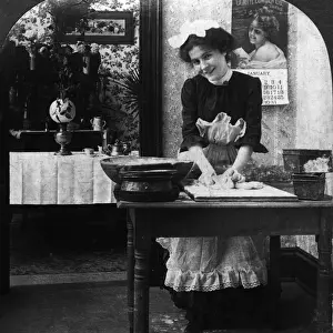 Baking Prints: 522, adult, antique, baking, black & white, bread dough, brunette, caucasian, cooking