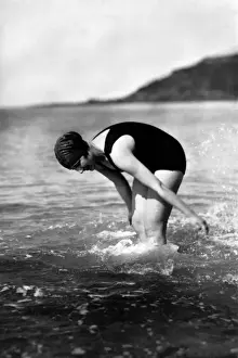 Prints of 522, adult, antique, bathing suit, black and white, body of water, brune, Vintage Black and White, 86540205 Stockbyte Prints: 522, adult, antique, bathing suit, black & white, body of water, brunette, caucasian