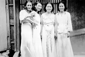 Prints of 540, adults, asian, black and white, brunette, black and white, day, dres, Vintage Black and White, 86493349 Stockbyte Prints: 540, adults, asian, black & white, brunette, black and white, day, dresses, eye contact