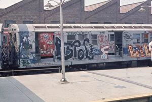 Images Dated 1st January 1980: 7th Ave. Subway Train Covered In Graffiti