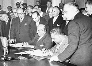 Syrian Prints: Abdel Nasser and Shukri al-Kuwatli Signing UAR Proclamation
