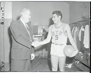 Abe Becker Shaking Hands with His Coach