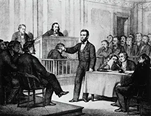 Courthouse Prints: Abe Lincoln In Court As Lawyer/Lithograp