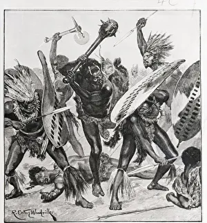 Australian Aboriginal Prints: Aborigines Using Primitive Weapons