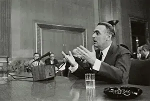 Abraham A. Ribicoff Using His Hands to Express His Thoughts