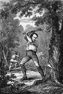 Abraham Lincoln (1809-1865) Prints: Abraham Lincoln Chopping Down Tree