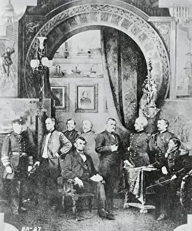 Abraham Lincoln Posing with Generals