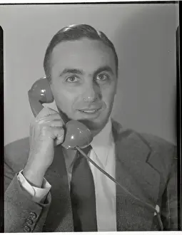 Abraham Ribicoff Talking on Telephone