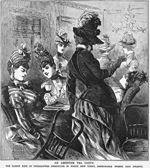Transfer Print Prints: An Absinthe Tea Party Newspaper Illustration