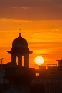 Beautiful Myanmar (formerly Burma) Prints: Abstract background of Silhouette Mosque with sunset in the evening in yangon, myanmar