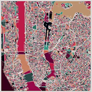 Images Dated 11th July 2018: abstract color lump pattern, art map of New York city