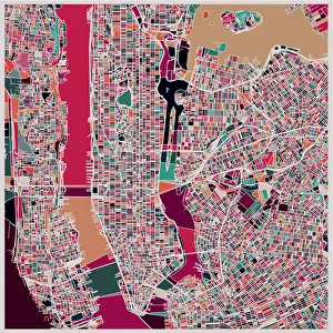 abstract color lump pattern, art map of New York city