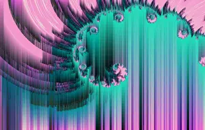 Abstract Distorted Glitch Pink Green Floral Digital Fractal Texture Colorful Background. Geometric Futuristic