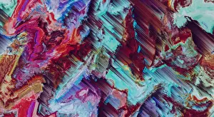 Abstract Distorted Glitch Texture Colorful Geometric Futuristic Background
