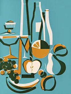 Abstract Fruit and Wine Still Life