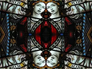 Images Dated 3rd January 2017: Abstract image: kaleidoscopic image of a colored stained glass window inside a church