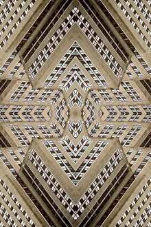 Abstract image: kaleidoscopic image of the facade of the Empire State Building tower in