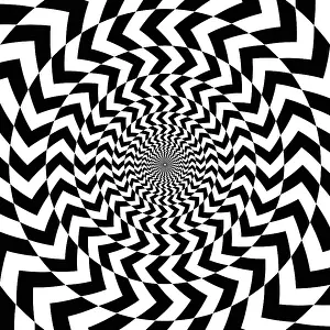 Confusion Prints: Abstract op art background. Oposite arrows forming a vortex pattern