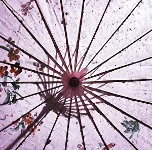 Images Dated 28th December 2017: Abstract shot of Japanese umbrella, Camden, London, UK