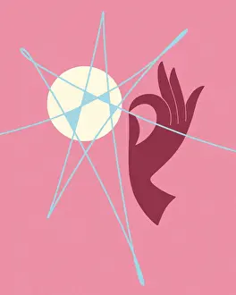 Illustration And Pain Prints: Abstract Star and Hand