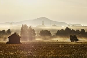 Morning Fog Gallery: Abtsdorf in the early morning, municipality of Saaldorf-Surheim, Rupertiwinkel, Upper Bavaria