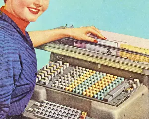 Business Person Prints: Accounting Invoice Machine