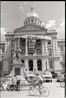 Denver Prints: Acid Rain Banner On State Capitol Bldg