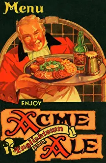 Prints of USA - 1938: A menu for Acme Ale reads 'Enjoy Acme Ale Englishtown Brand' from 1938 in USA. (Photo by Jim Heimann Collection/Getty Images) A Visual Journey Through Jim Heimann’s Collage Illustrations—Celebrating the Art of Vintage Ephemera and Pop History: Acme Ale