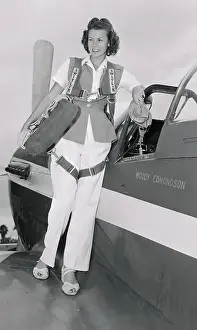 Tampa Prints: Acrobat Betty Skelton Standing Next to Airplane