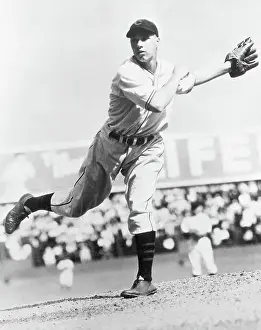 Pitching Prints: Action Shot Of Young Bob Feller Pitching