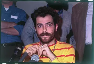 Activist Jerry Rubin at Microphones