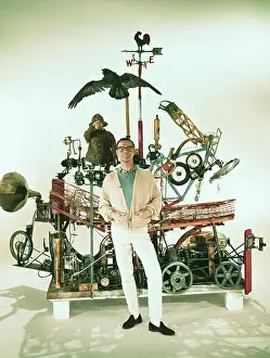 Actor Jack Lemmon in Front of Unusual Display