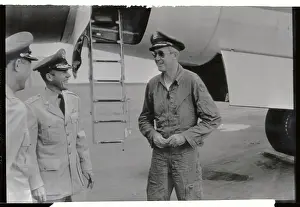 Actor James Stewart Being Met in Uniform